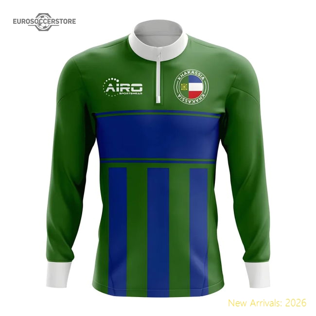 Khakassia Concept Football Half Zip Midlayer Top (Green-Blue)-Vantage Point Soccer