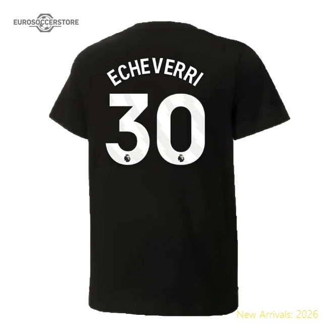 2024-2025 Man City ftblCulture Tee (Black) (Echeverri 30)-Vantage Point Soccer