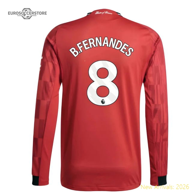 2025-2026 Man Utd Authentic Long Sleeve Home Shirt (B.Fernandes 8)-Vantage Point Soccer