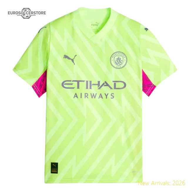 2023-2024 Man City SS Goalkeeper Shirt (Yellow)-Vantage Point Soccer