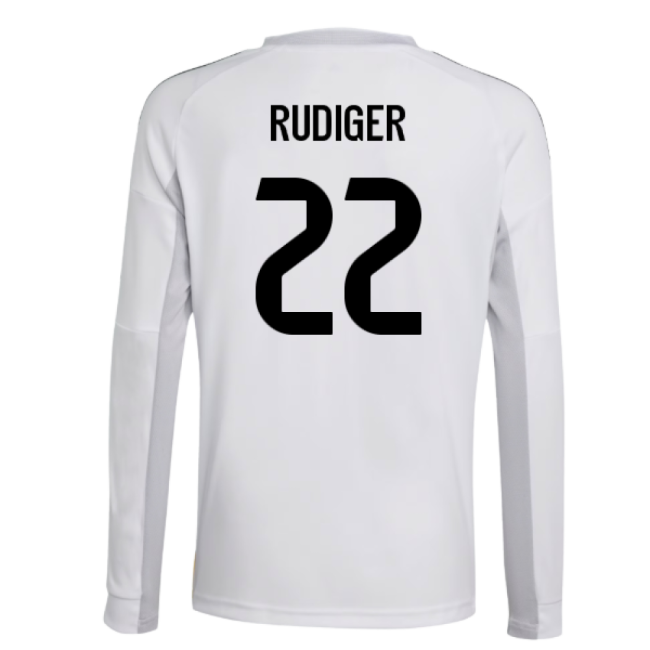 2025-2026 Real Madrid Long Sleeve Home Shirt (Kids) (Rudiger 22)-Vantage Point Soccer
