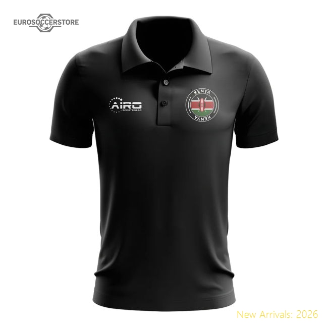 Kenya Football Polo Shirt (Black)-Vantage Point Soccer