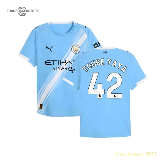 2025-2026 Man City Authentic Home Shirt (Toure Yaya 42)-Vantage Point Soccer