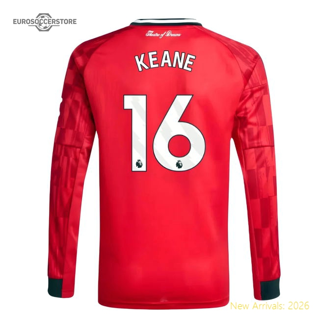 2025-2026 Man Utd Long Sleeve Home Shirt (Kids) (Keane 16)-Vantage Point Soccer