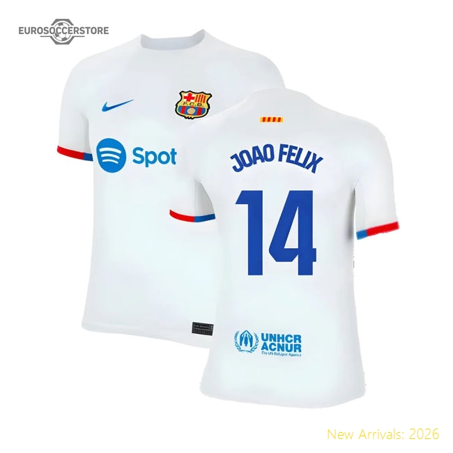 2023-2024 Barcelona Away Shirt (Kids) (Joao Felix 14)-Vantage Point Soccer