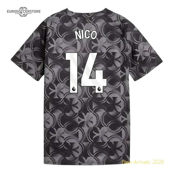 2025-2026 Man City Warm Up Jersey (Black) - Kids (Nico 14)-Vantage Point Soccer
