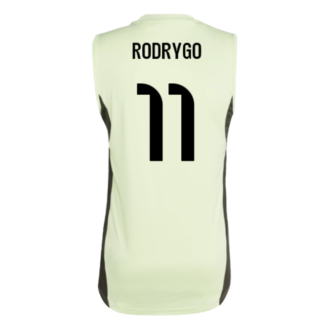 2025-2026 Real Madrid Sleeveless Training Jersey (Almost Lime) (Rodrygo 11)-Vantage Point Soccer