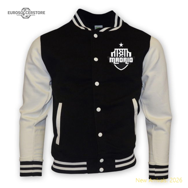 Real Madrid College Baseball Jacket (black) - Kids-Vantage Point Soccer