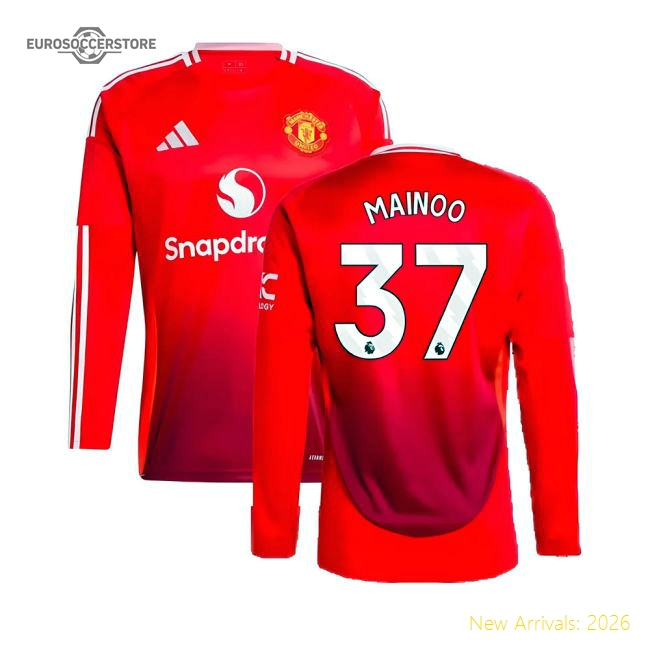 2024-2025 Man Utd Long Sleeve Home Shirt (Mainoo 37)-Vantage Point Soccer