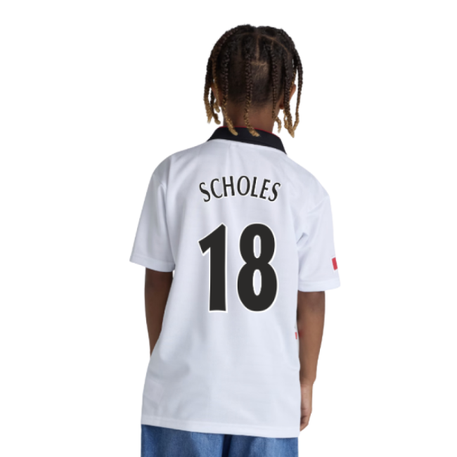 1997-1999 Manchester United Away Shirt (Kids) (Scholes 18)-Vantage Point Soccer
