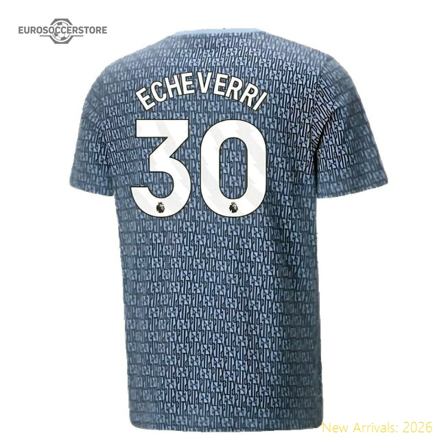 2024-2025 Man City ftblCulture Tee AOP (Navy) - Kids (Echeverri 30)-Vantage Point Soccer