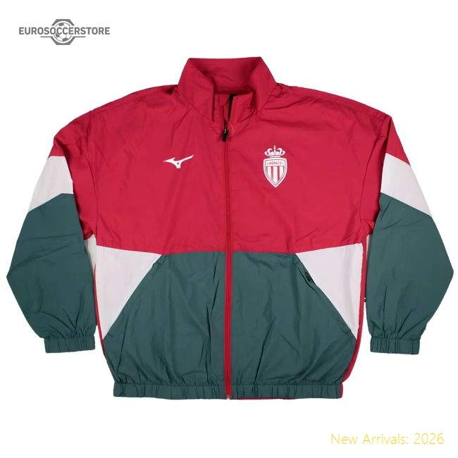 2025-2026 AS Monaco Retro Woven Jacket (Red)-Vantage Point Soccer