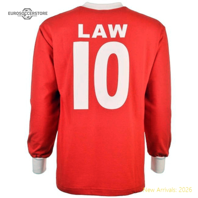 Manchester Reds 1963 FA Cup Dennis Law 10 Retro Football Shirt-Vantage Point Soccer