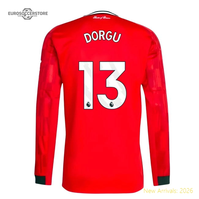 2025-2026 Man Utd Long Sleeve Home Shirt (Dorgu 13)-Vantage Point Soccer
