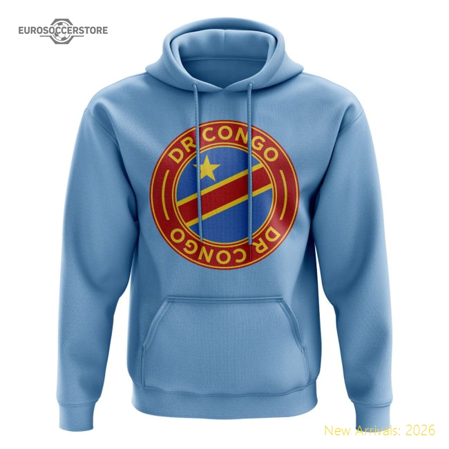 DR Congo Football Badge Hoodie (Sky)-Vantage Point Soccer