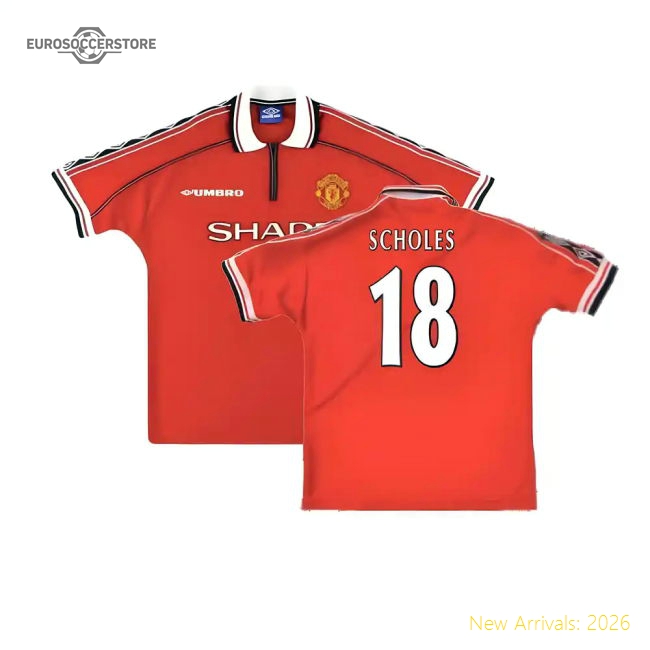 Manchester United 1998-2000 Home Shirt (XXL) (Excellent) (Scholes 18)-Vantage Point Soccer