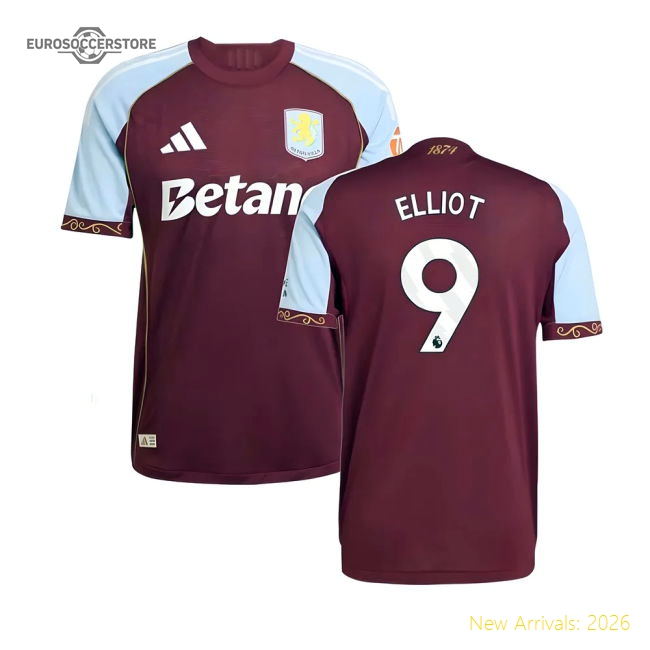 2025-2026 Aston Villa Authentic Home Shirt (Elliot 9)-Vantage Point Soccer