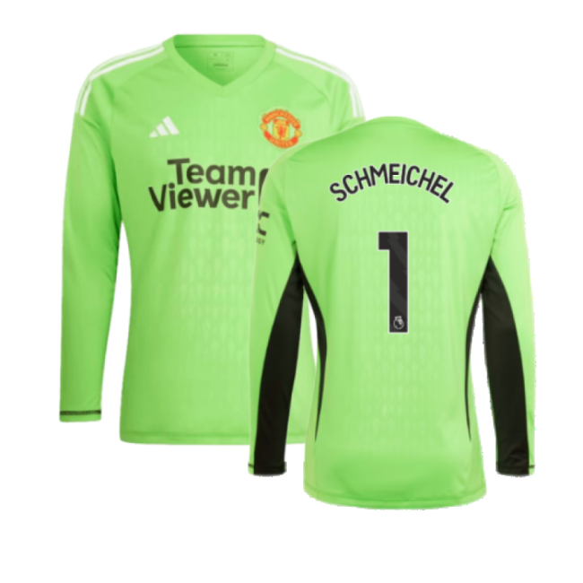2023-2024 Man Utd Home Goalkeeper Shirt (Solar Green) (SCHMEICHEL 1)-Vantage Point Soccer