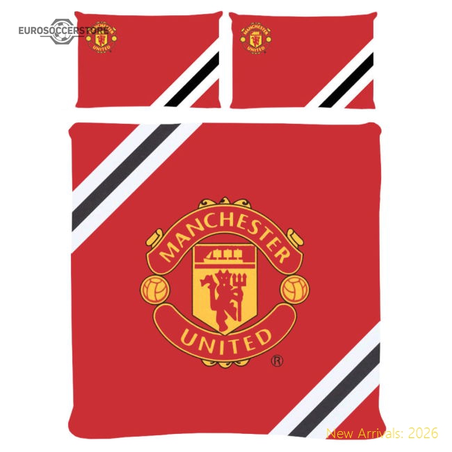 Manchester United FC Core Stripe Double Duvet Set-Vantage Point Soccer