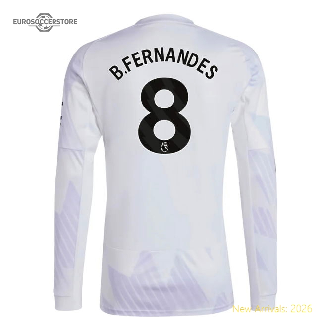 2025-2026 Man Utd Long Sleeve Away Shirt (B.Fernandes 8)-Vantage Point Soccer