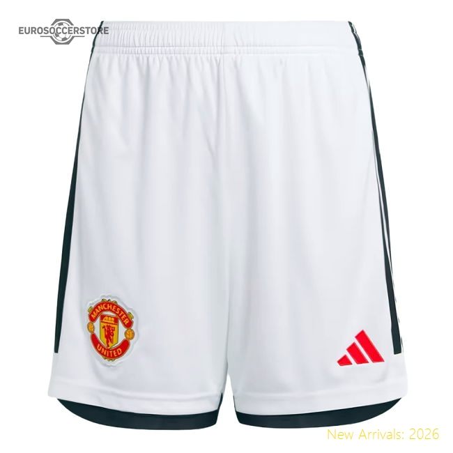 2023-2024 Man Utd Home Shorts (White) - Kids-Vantage Point Soccer