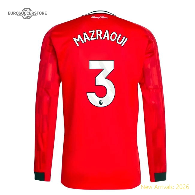 2025-2026 Man Utd Long Sleeve Home Shirt (Mazraoui 3)-Vantage Point Soccer