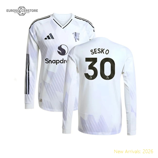 2025-2026 Man Utd Authentic Long Sleeve Away Shirt (Sesko 30)-Vantage Point Soccer