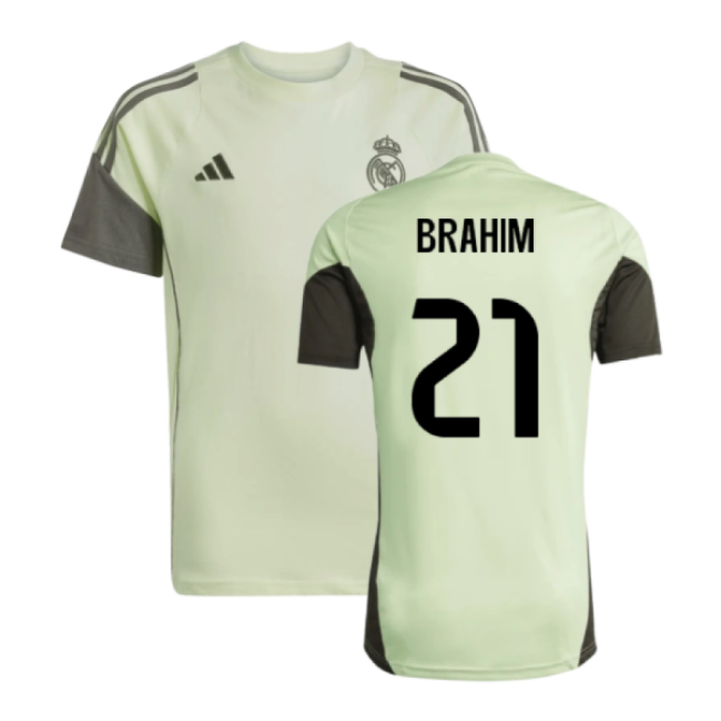 2025-2026 Real Madrid Training Tee (Almost Lime) - Kids (Brahim 21)-Vantage Point Soccer