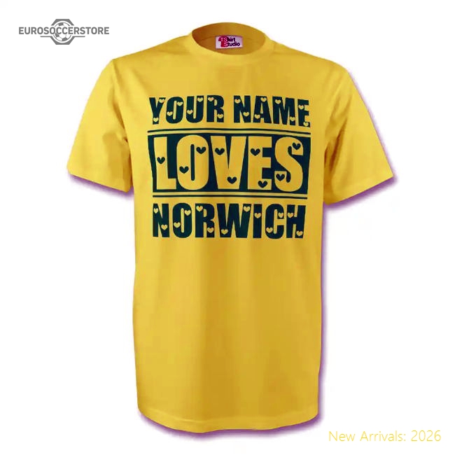 Your Name Loves Norwich T-shirt (yellow)-Vantage Point Soccer