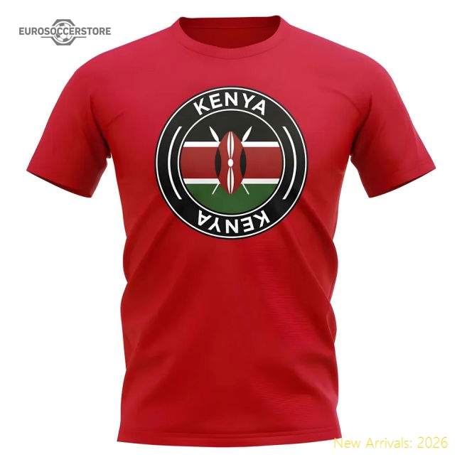 Kenya Football Badge T-Shirt (Red)-Vantage Point Soccer