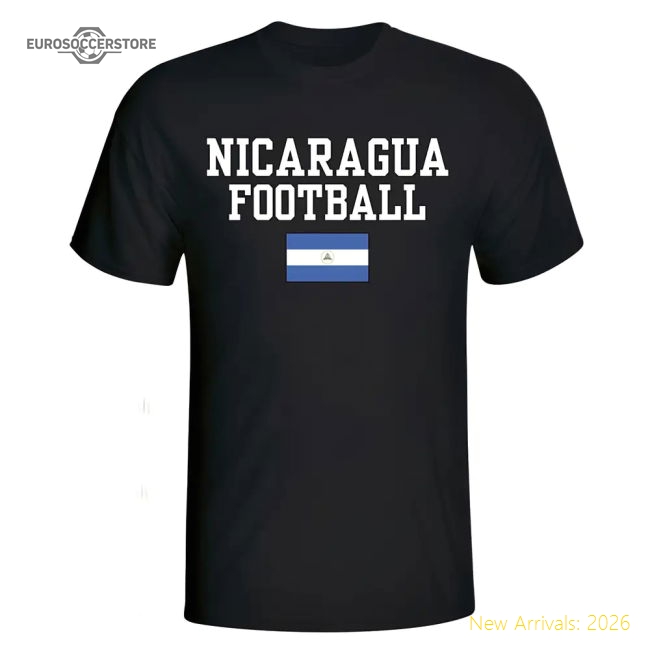 Nicaragua Football T-Shirt - Black-Vantage Point Soccer