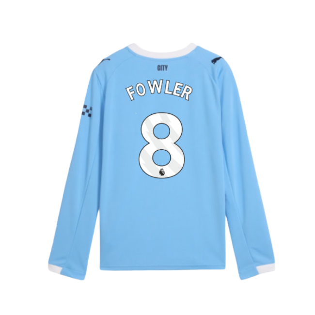 2025-2026 Man City Long Sleeve Home Shirt (Kids) (Fowler 8)-Vantage Point Soccer