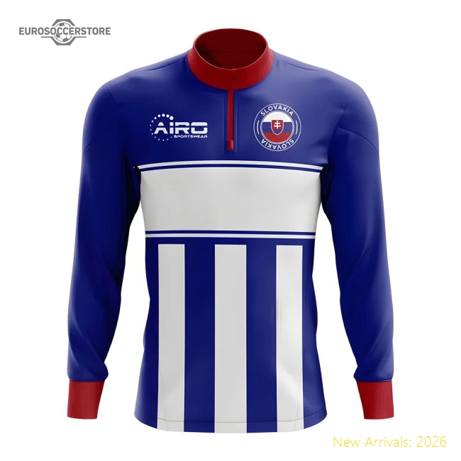 Slovakia Concept Football Half Zip Midlayer Top (Blue-White)-Vantage Point Soccer