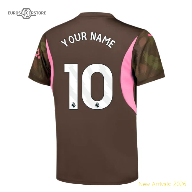 2024-2025 Man City Third Goalkeeper Shirt (Espresso Brown) - Kids (Your Name)-Vantage Point Soccer