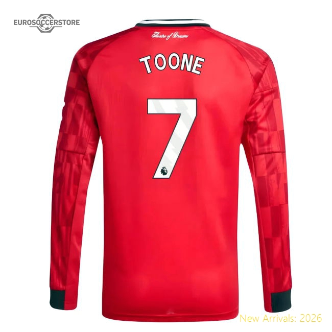 2025-2026 Man Utd Long Sleeve Home Shirt (Kids) (Toone 7)-Vantage Point Soccer