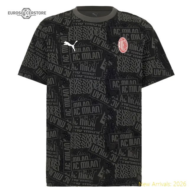 2025-2026 AC Milan ftblCulture Tee AOP (Black) (Walker 32)-Vantage Point Soccer