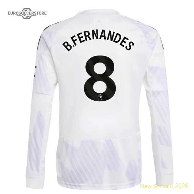 2025-2026 Man Utd Long Sleeve Away Shirt (Kids) (B.Fernandes 8)-Vantage Point Soccer