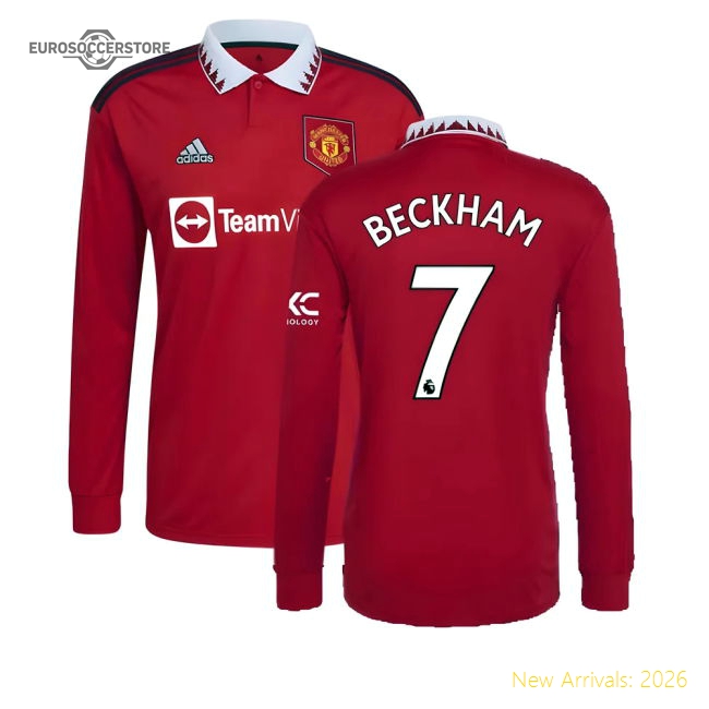 2022-2023 Man Utd Long Sleeve Home Shirt (BECKHAM 7)-Vantage Point Soccer