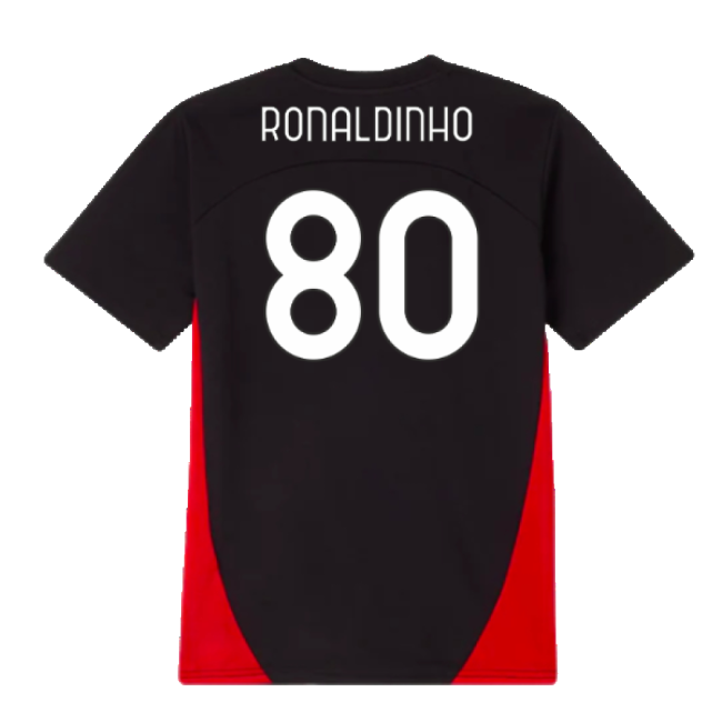 2024-2025 AC Milan Training Shirt (Black) - Kids (Ronaldinho 80)-Vantage Point Soccer
