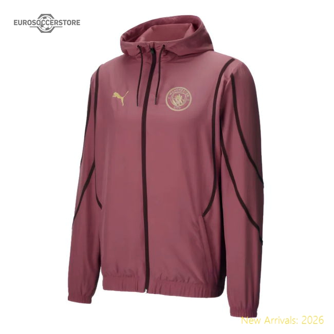 2024-2025 Man City Prematch Woven Jacket (Dusty Orchid)-Vantage Point Soccer