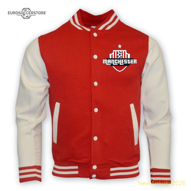 Man Utd College Baseball Jacket (red)-Vantage Point Soccer