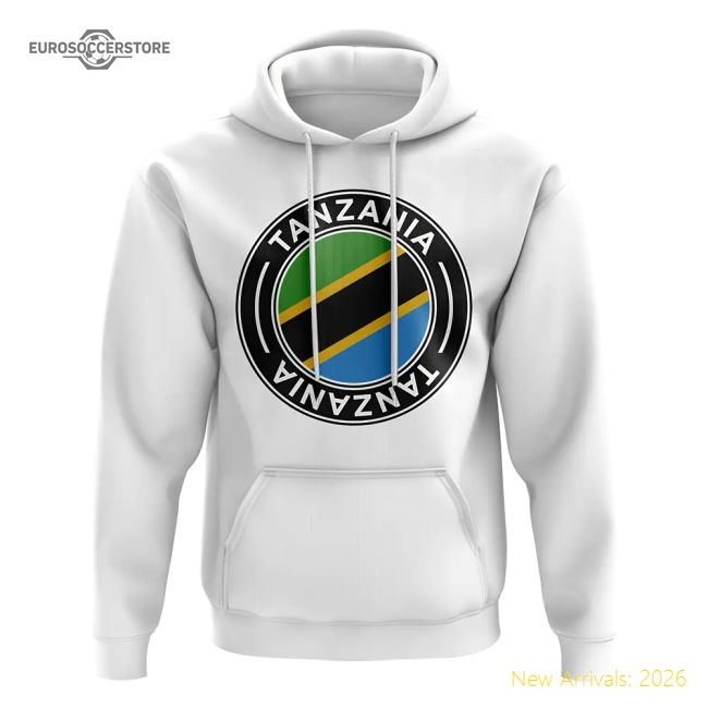 Tanzania Football Badge Hoodie (White)-Vantage Point Soccer
