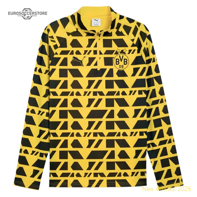 2025-2026 Borussia Dortmund Warm Up 1/4 Zip Top (Yellow)-Vantage Point Soccer
