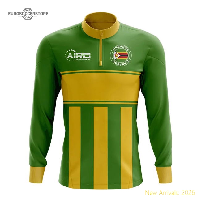 Zimbabwe Concept Football Half Zip Midlayer Top (Green-Yellow)-Vantage Point Soccer