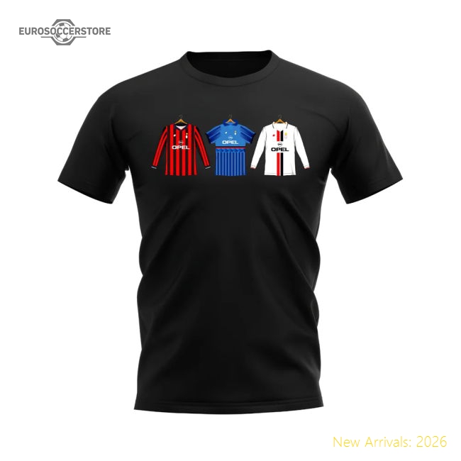 AC Milan 1995-1996 Retro Shirt T-shirt (Black) (MALDINI 3)-Vantage Point Soccer