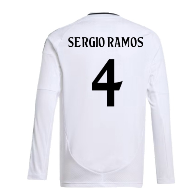 2024-2025 Real Madrid Long Sleeve Home Shirt (Kids) (Sergio Ramos 4)-Vantage Point Soccer
