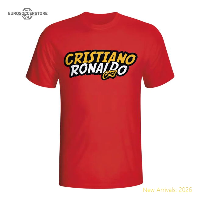 Cristiano Ronaldo Comic Book T-shirt (red) - Kids-Vantage Point Soccer