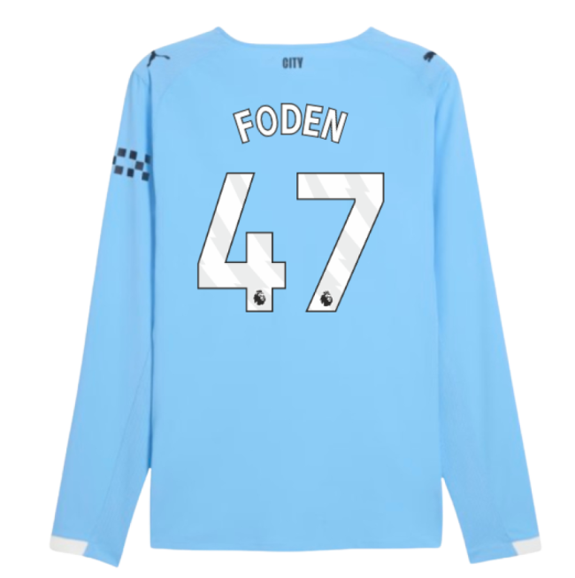 2025-2026 Man City Authentic Long Sleeve Home Shirt (Foden 47)-Vantage Point Soccer