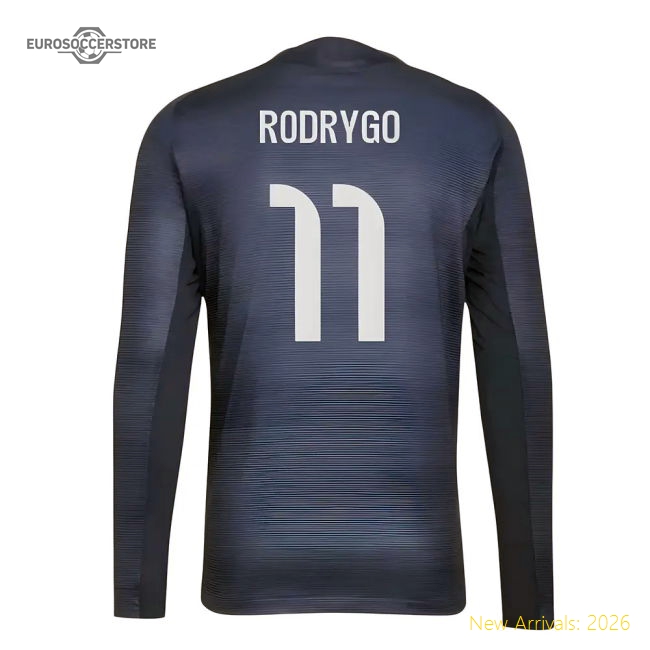 2025-2026 Real Madrid Authentic Long Sleeve Away Shirt (Rodrygo 11)-Vantage Point Soccer