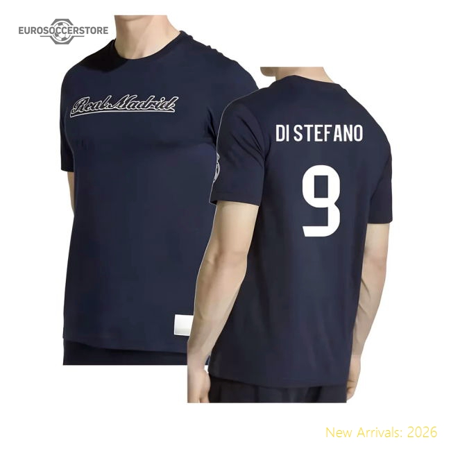 2025-2026 Real Madrid US Tee (Navy) (Di Stefano 9)-Vantage Point Soccer